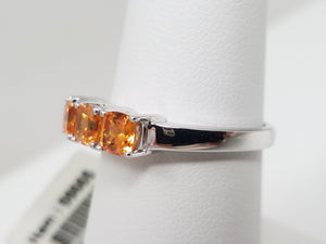 New! 14k White Gold Natural Garnet Three Stone Ring