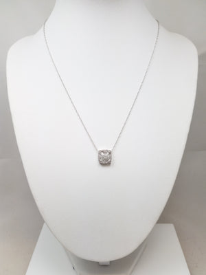 Sparkling Natural Diamond Square Pendant Necklace in 14k White Gold