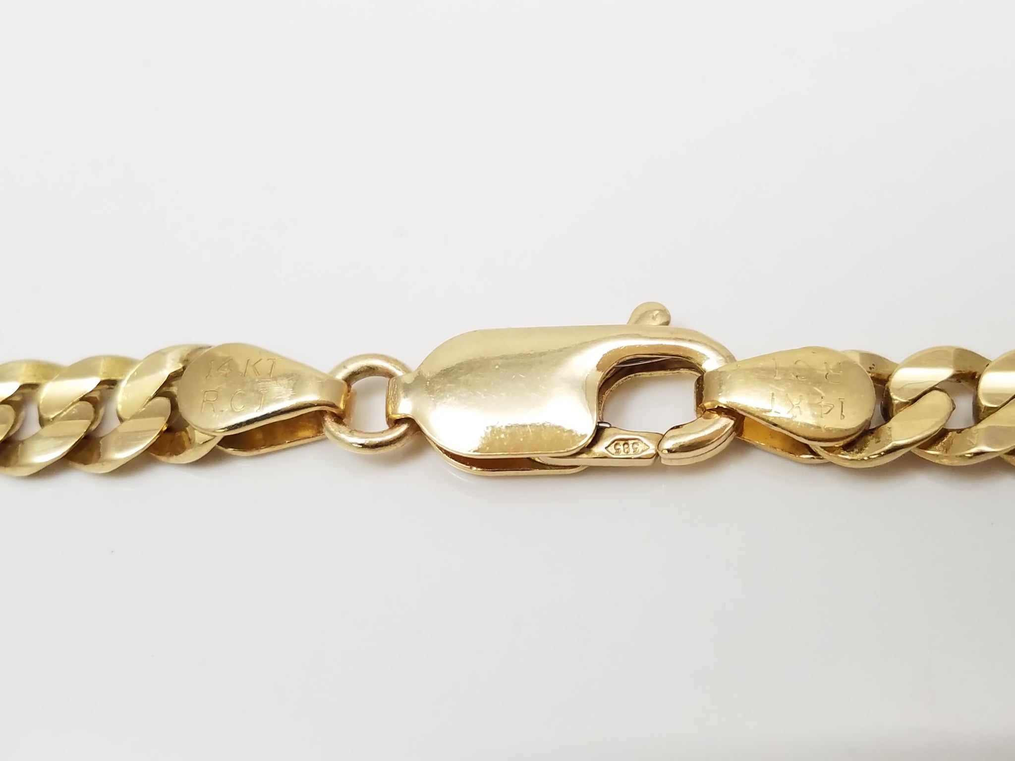 Sporty 22" Solid 14k Yellow Gold Cuban Link Chain Necklace