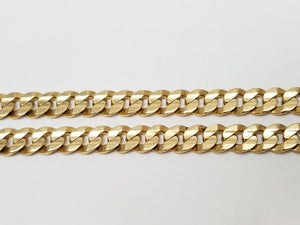 Sporty 22" Solid 14k Yellow Gold Cuban Link Chain Necklace