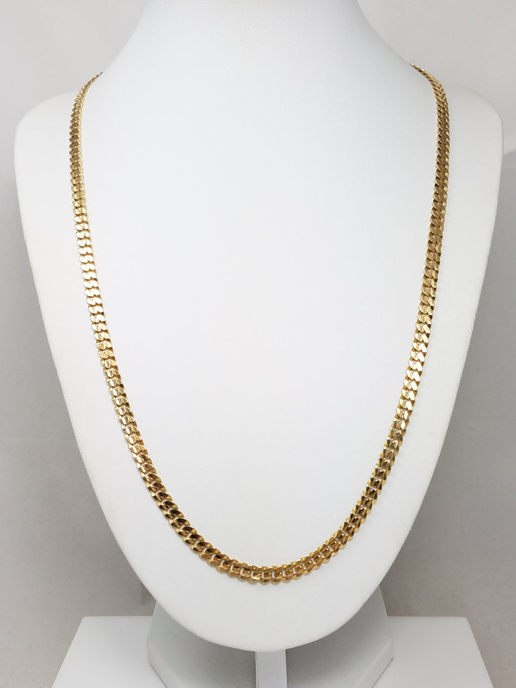 Sporty 22" Solid 14k Yellow Gold Cuban Link Chain Necklace