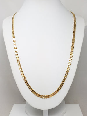 Sporty 22" Solid 14k Yellow Gold Cuban Link Chain Necklace