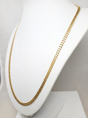 Sporty 22" Solid 14k Yellow Gold Cuban Link Chain Necklace