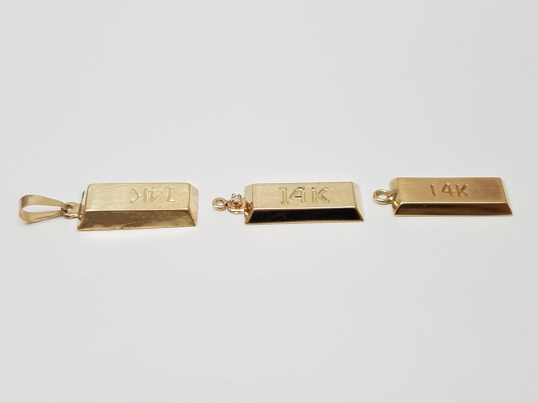Three Vintage 14k Yellow Gold Ingot Pendants
