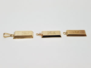 Three Vintage 14k Yellow Gold Ingot Pendants