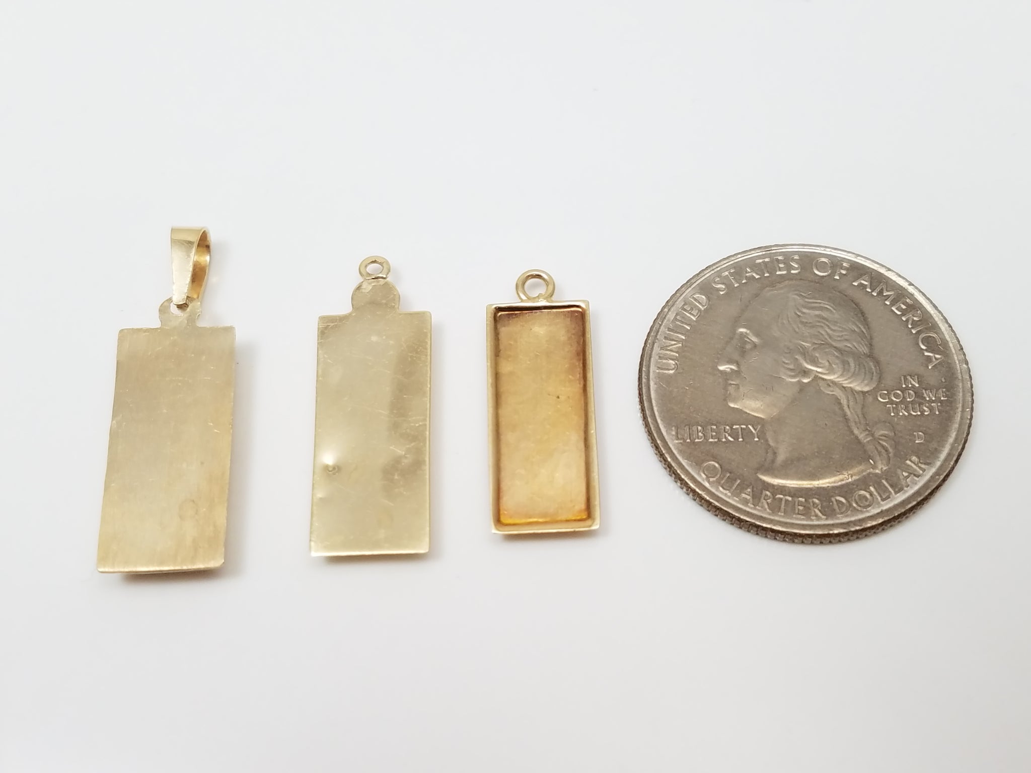Three Vintage 14k Yellow Gold Ingot Pendants