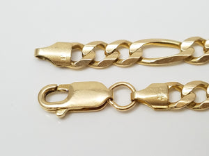Classic 8.25" Solid 14k Yellow Gold Figaro Link Bracelet