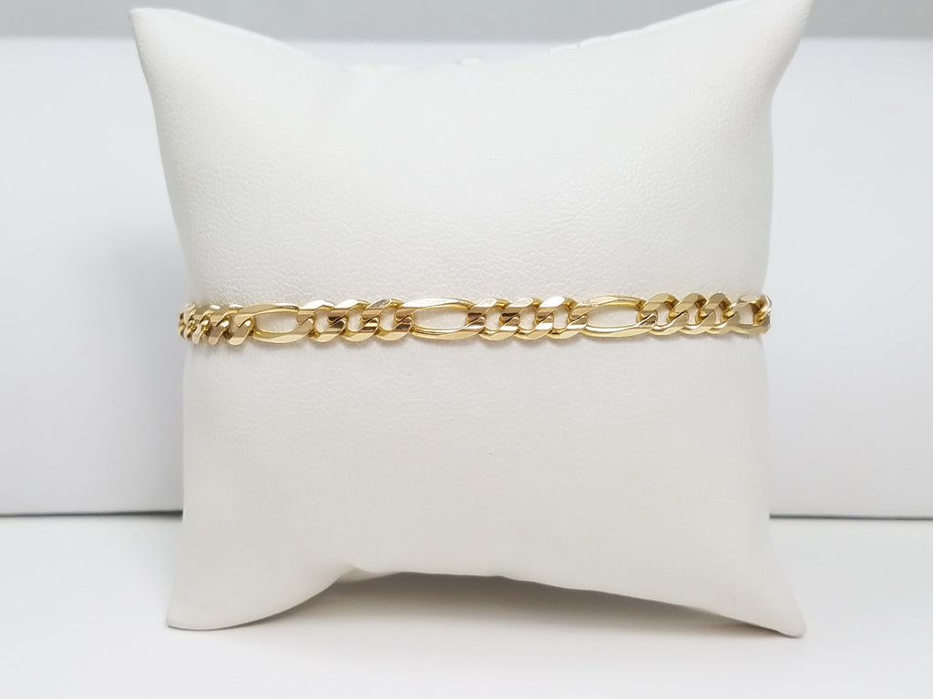 Classic 8.25" Solid 14k Yellow Gold Figaro Link Bracelet