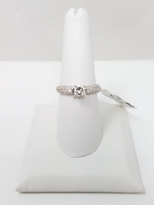 New! Remarkable 18k White Gold .93ctw Natural Diamond Engagement Ring