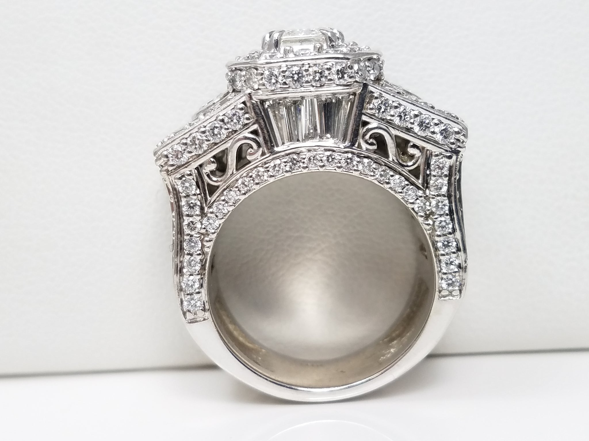 Outrageous 7.30ctw Natural Diamond 18k White Gold Engagement Ring