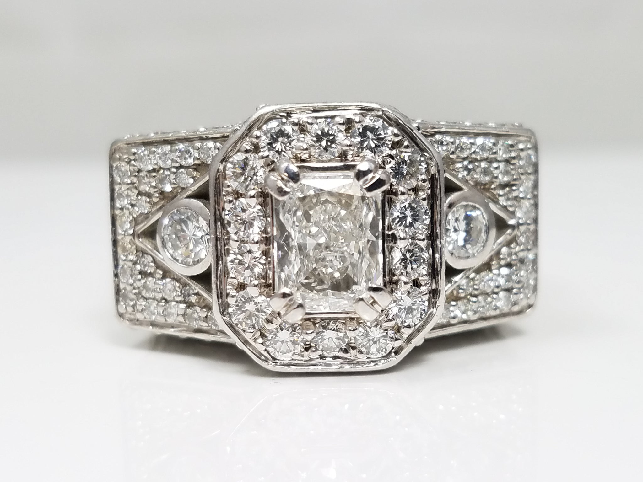 Outrageous 7.30ctw Natural Diamond 18k White Gold Engagement Ring