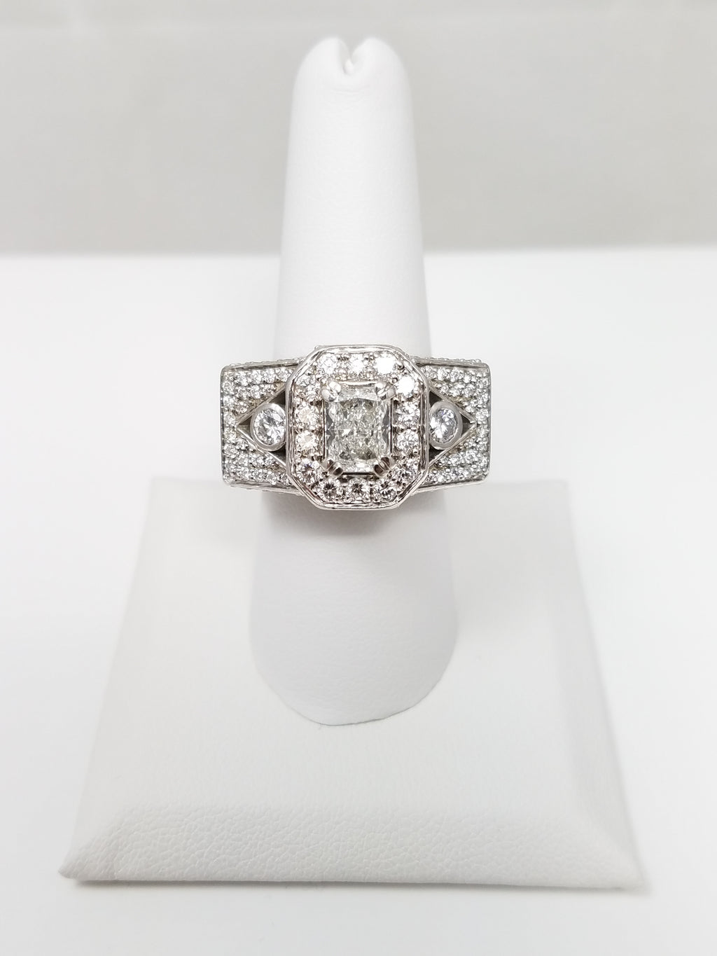 Outrageous 7.30ctw Natural Diamond 18k White Gold Engagement Ring