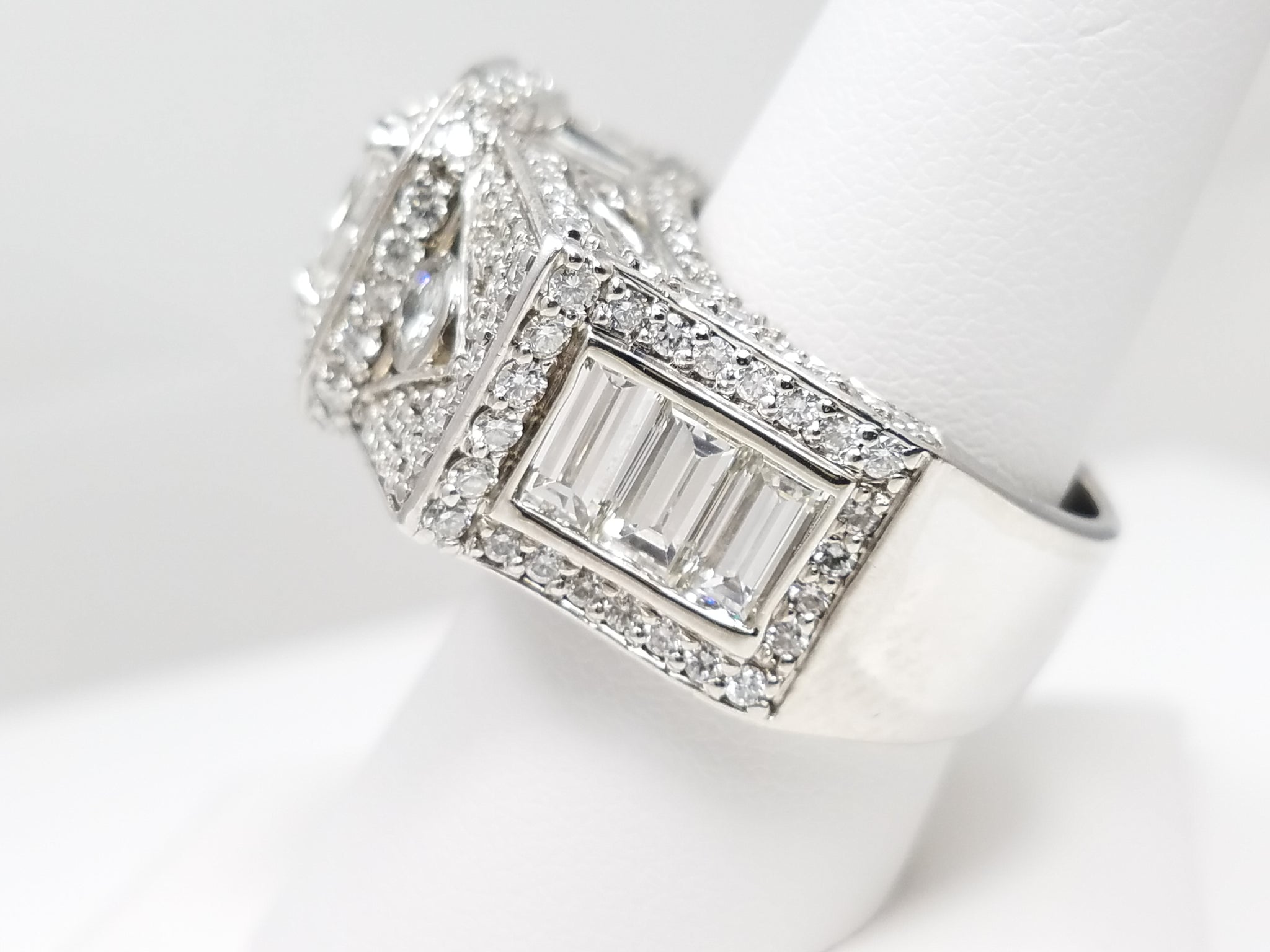 Outrageous 7.30ctw Natural Diamond 18k White Gold Engagement Ring