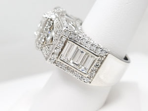 Outrageous 7.30ctw Natural Diamond 18k White Gold Engagement Ring
