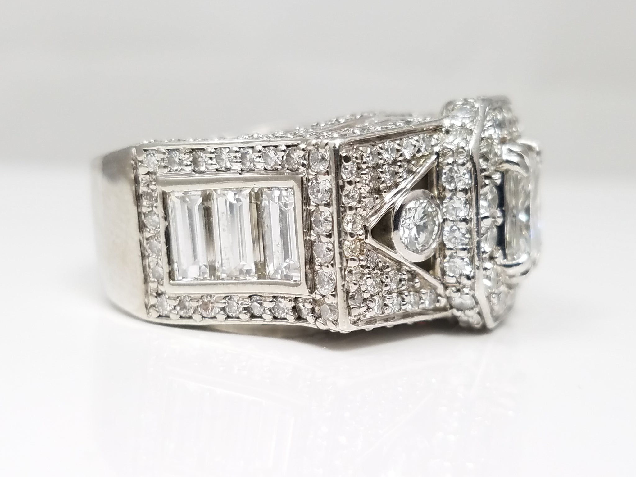 Outrageous 7.30ctw Natural Diamond 18k White Gold Engagement Ring