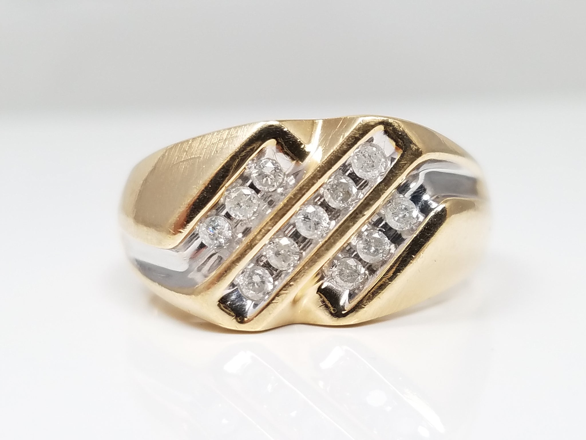 Dapper Men's 10k Yellow Gold Natural Diamond Ring