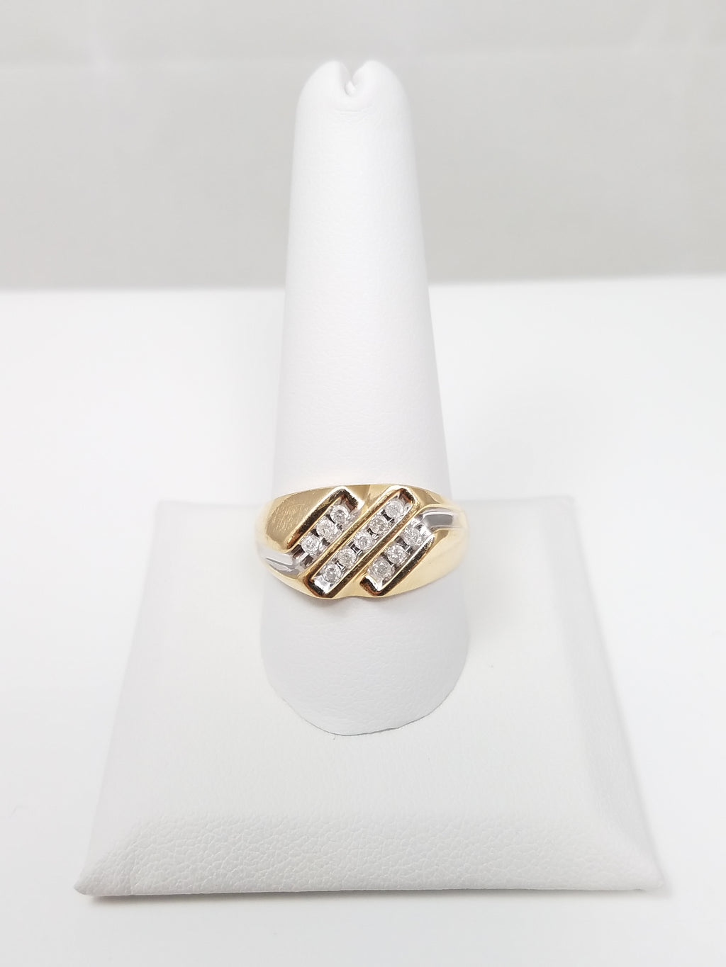 Dapper Men's 10k Yellow Gold Natural Diamond Ring