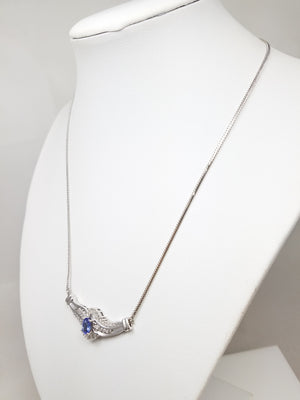 Spectacular 14k White Gold Natural Tanzanite Diamond Pendant