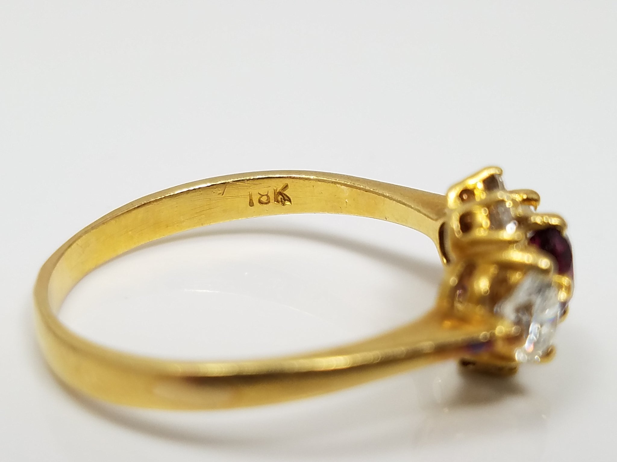 Petite Natural Ruby + .50ctw Natural Diamond 18k Yellow Gold Ring