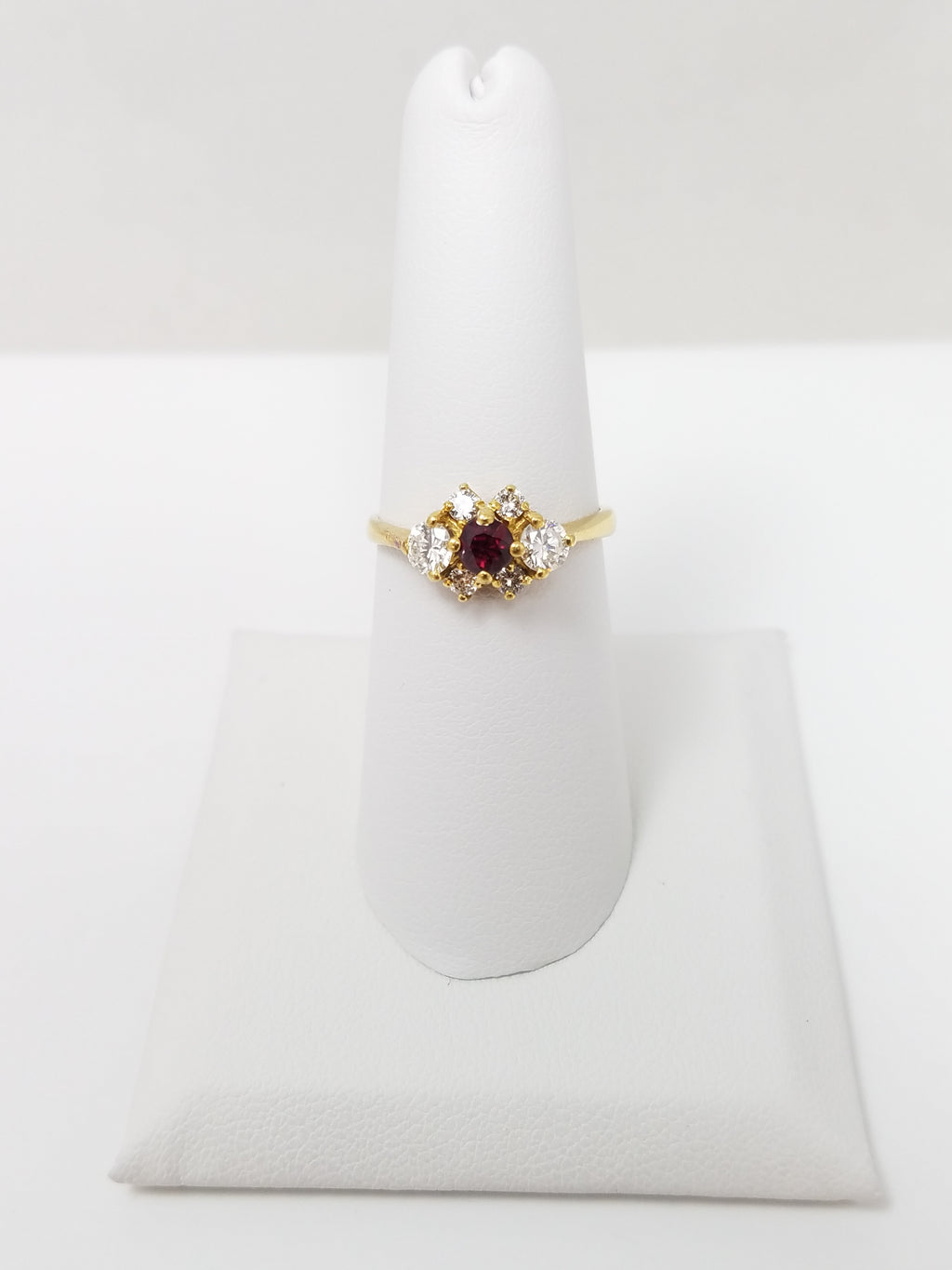 Petite Natural Ruby + .50ctw Natural Diamond 18k Yellow Gold Ring