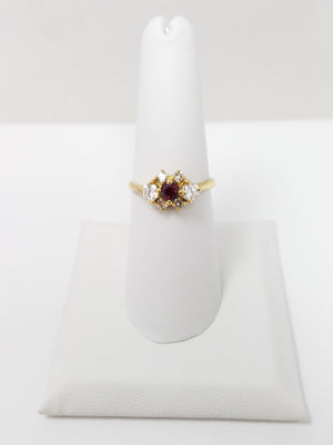 Petite Natural Ruby + .50ctw Natural Diamond 18k Yellow Gold Ring