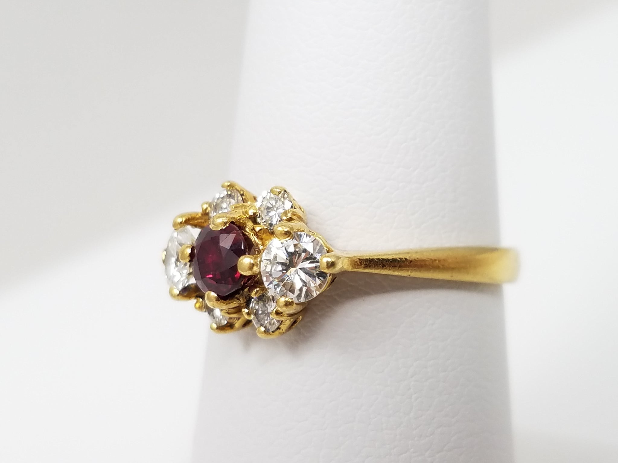 Petite Natural Ruby + .50ctw Natural Diamond 18k Yellow Gold Ring