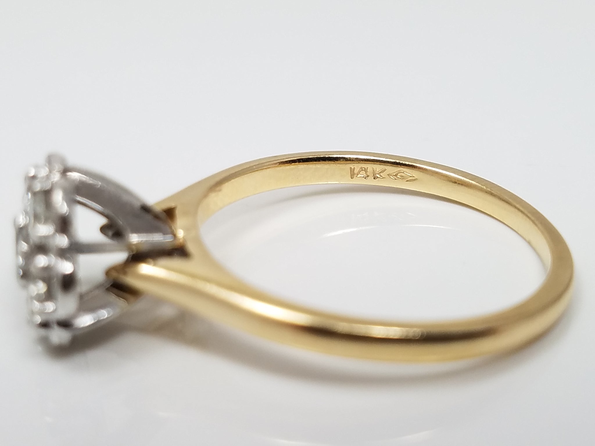 Natural Diamond Flower Cluster Ring in 14k Two-Tone Gold