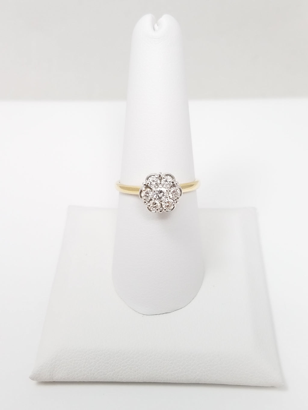 Natural Diamond Flower Cluster Ring in 14k Two-Tone Gold