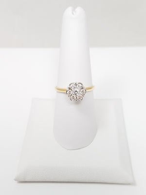 Natural Diamond Flower Cluster Ring in 14k Two-Tone Gold