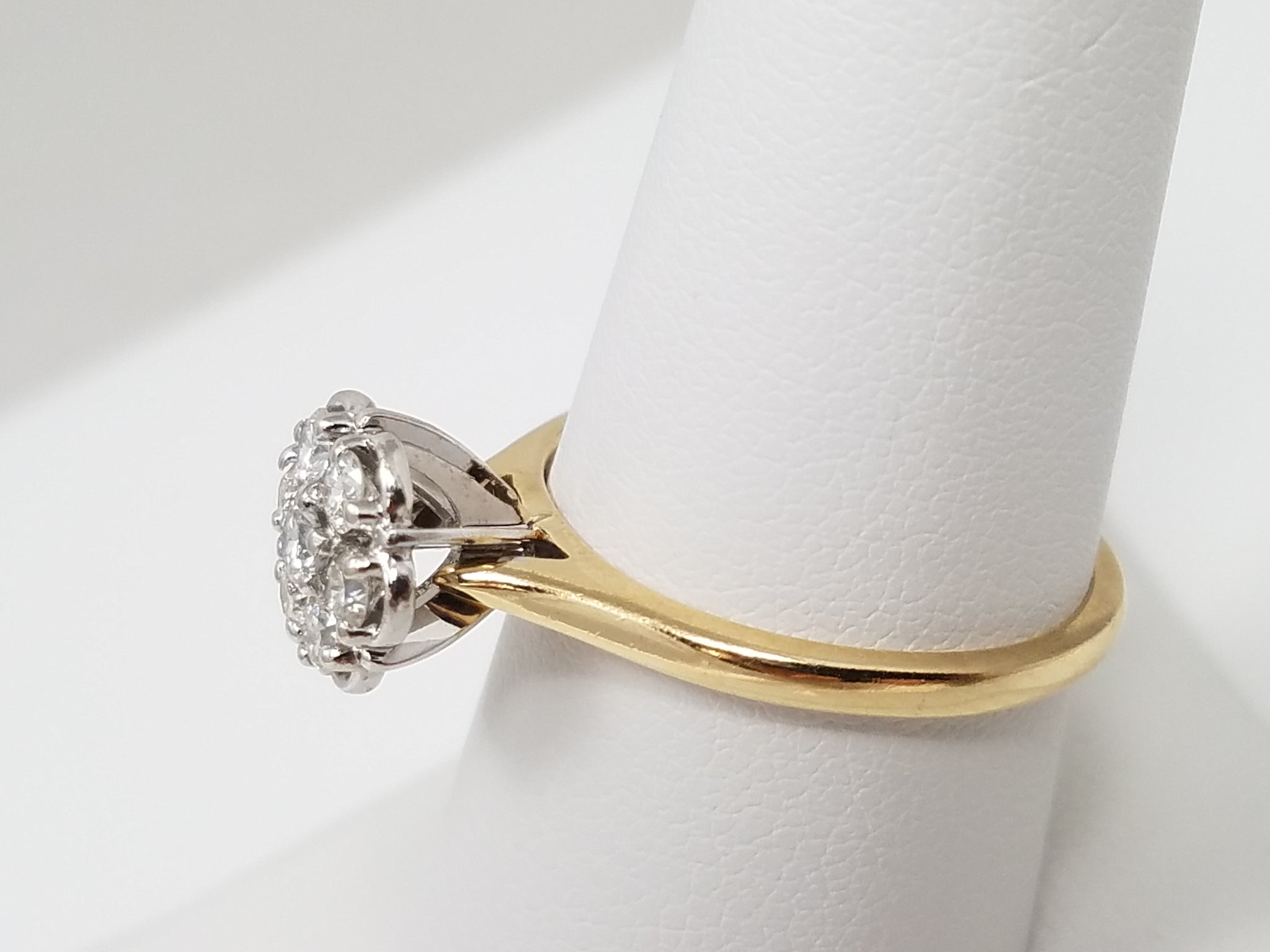 Natural Diamond Flower Cluster Ring in 14k Two-Tone Gold