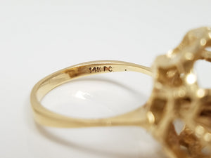 Grand Vintage 14k Yellow Gold Pearl Cluster Ring