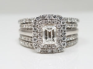 Exquisite 10k & 14k White Gold Natural Diamond Engagement Ring Set