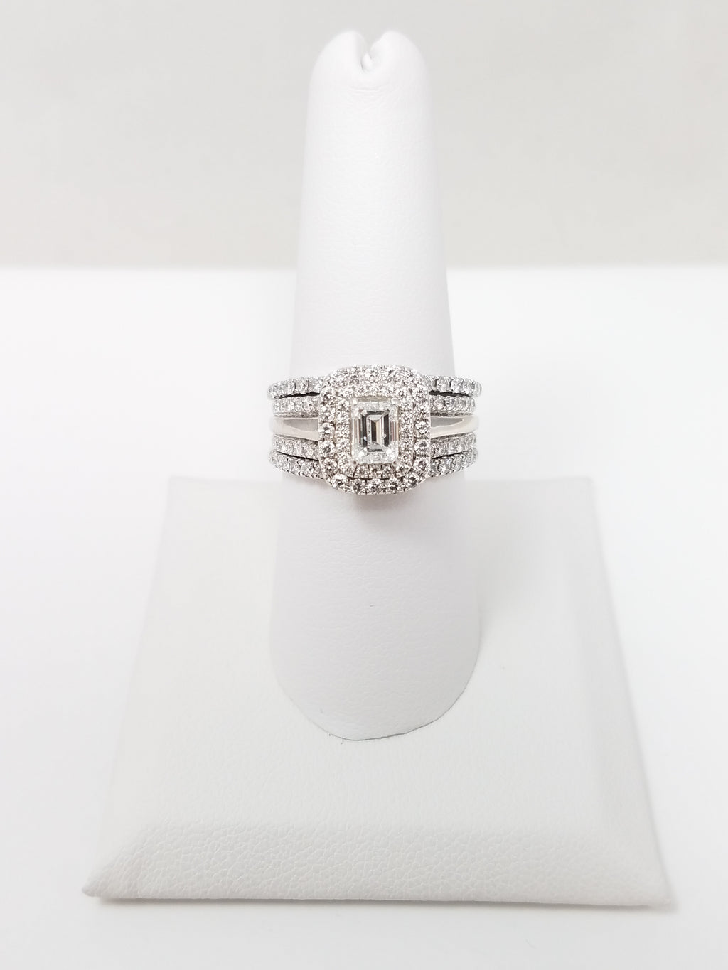 Exquisite 10k & 14k White Gold Natural Diamond Engagement Ring Set