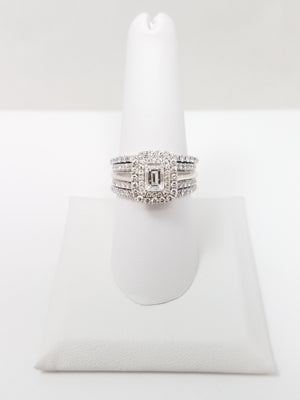 Exquisite 10k & 14k White Gold Natural Diamond Engagement Ring Set