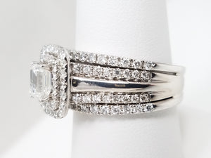 Exquisite 10k & 14k White Gold Natural Diamond Engagement Ring Set