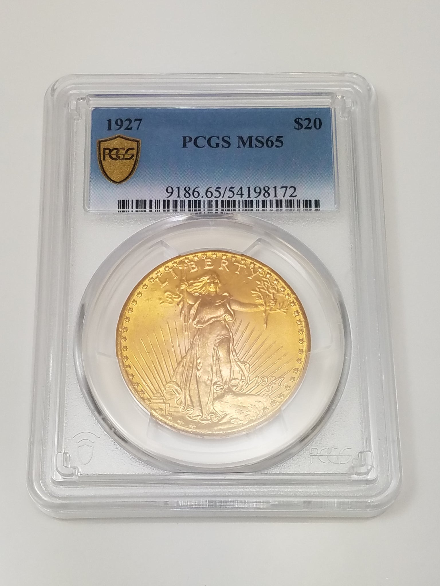 Gorgeous Certified 1927 US Saint Gaudens $20 Gold Coin MS-65