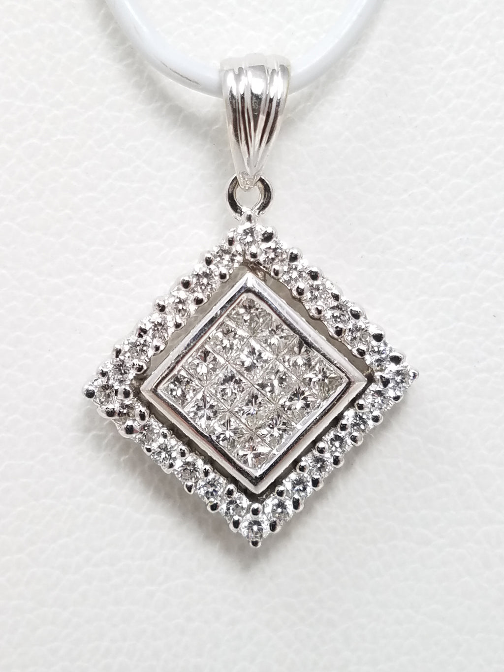 Sparkling 1/2ctw Natural Diamond Geometric Pendant in 18k White Gold