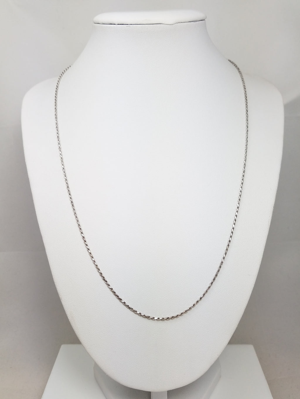 14k White Gold Solid Diamond Cut Rope 20.5" Necklace
