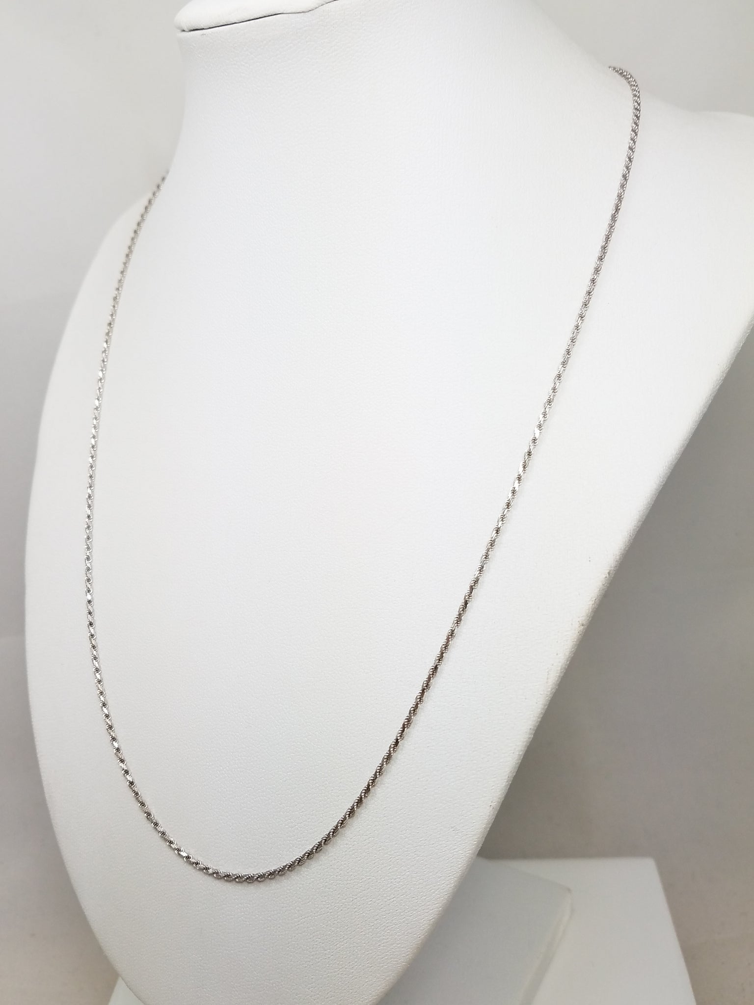 14k White Gold Solid Diamond Cut Rope 20.5" Necklace