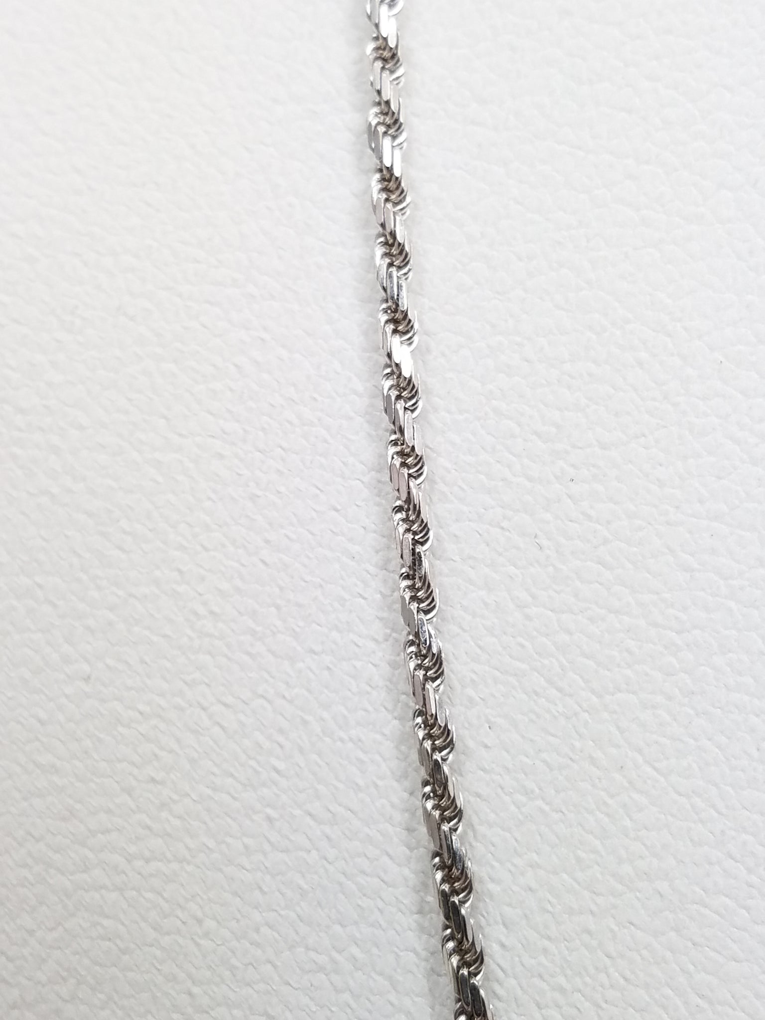 14k White Gold Solid Diamond Cut Rope 20.5" Necklace
