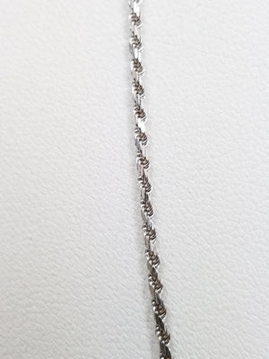 14k White Gold Solid Diamond Cut Rope 20.5" Necklace