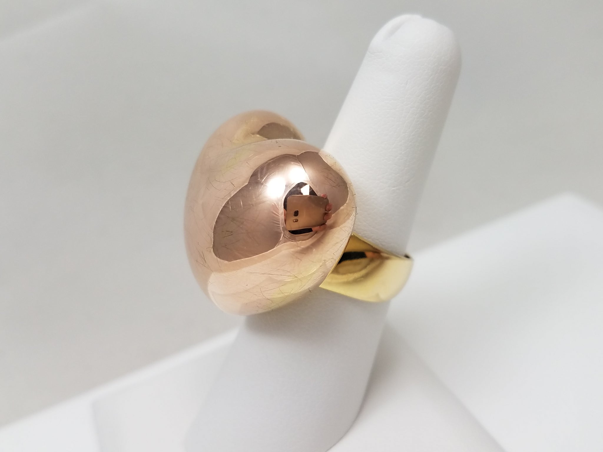 Epic 3-D Puffy Heart 14k Two Tone Gold Ring