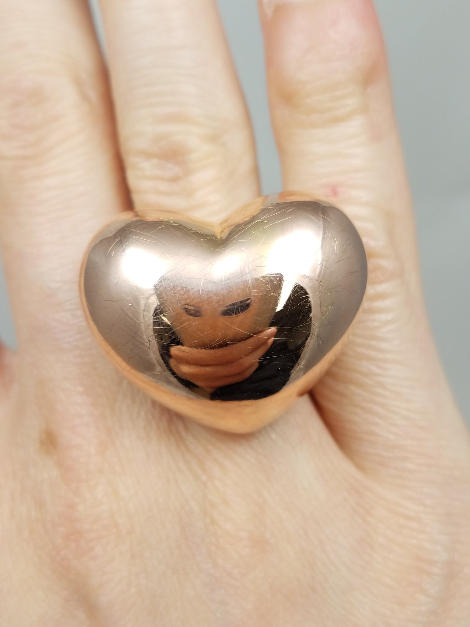 Epic 3-D Puffy Heart 14k Two Tone Gold Ring
