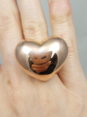 Epic 3-D Puffy Heart 14k Two Tone Gold Ring