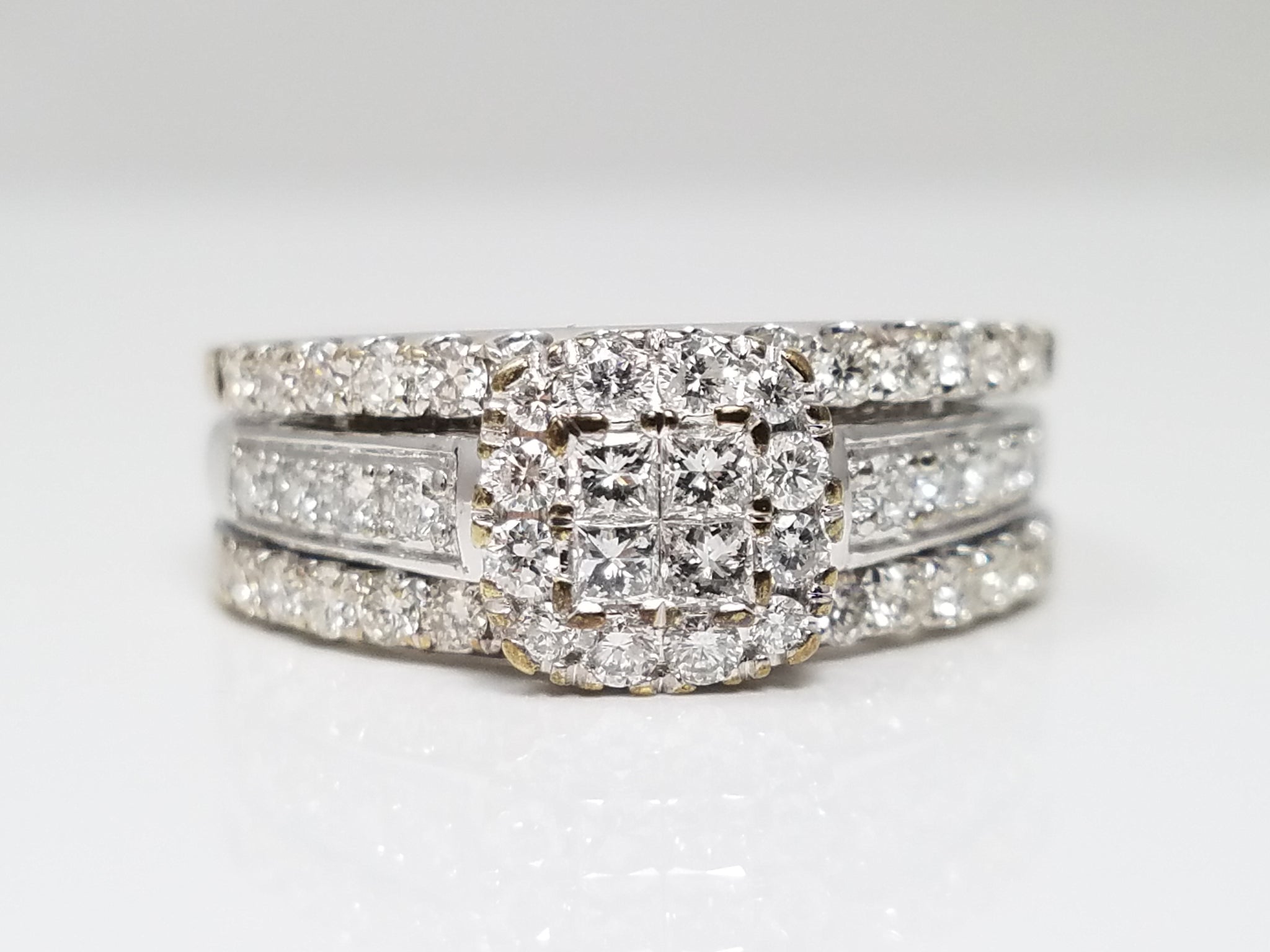 3/4ctw Natural Diamond10k/14k White Gold Wedding Ring Set