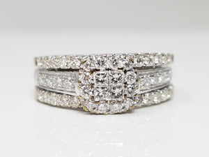 3/4ctw Natural Diamond10k/14k White Gold Wedding Ring Set