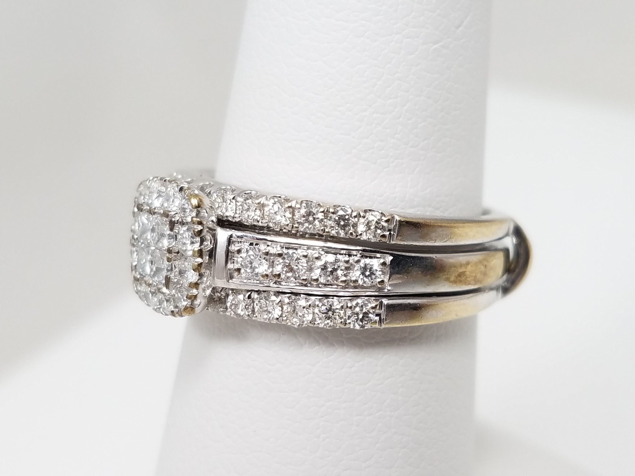 3/4ctw Natural Diamond10k/14k White Gold Wedding Ring Set