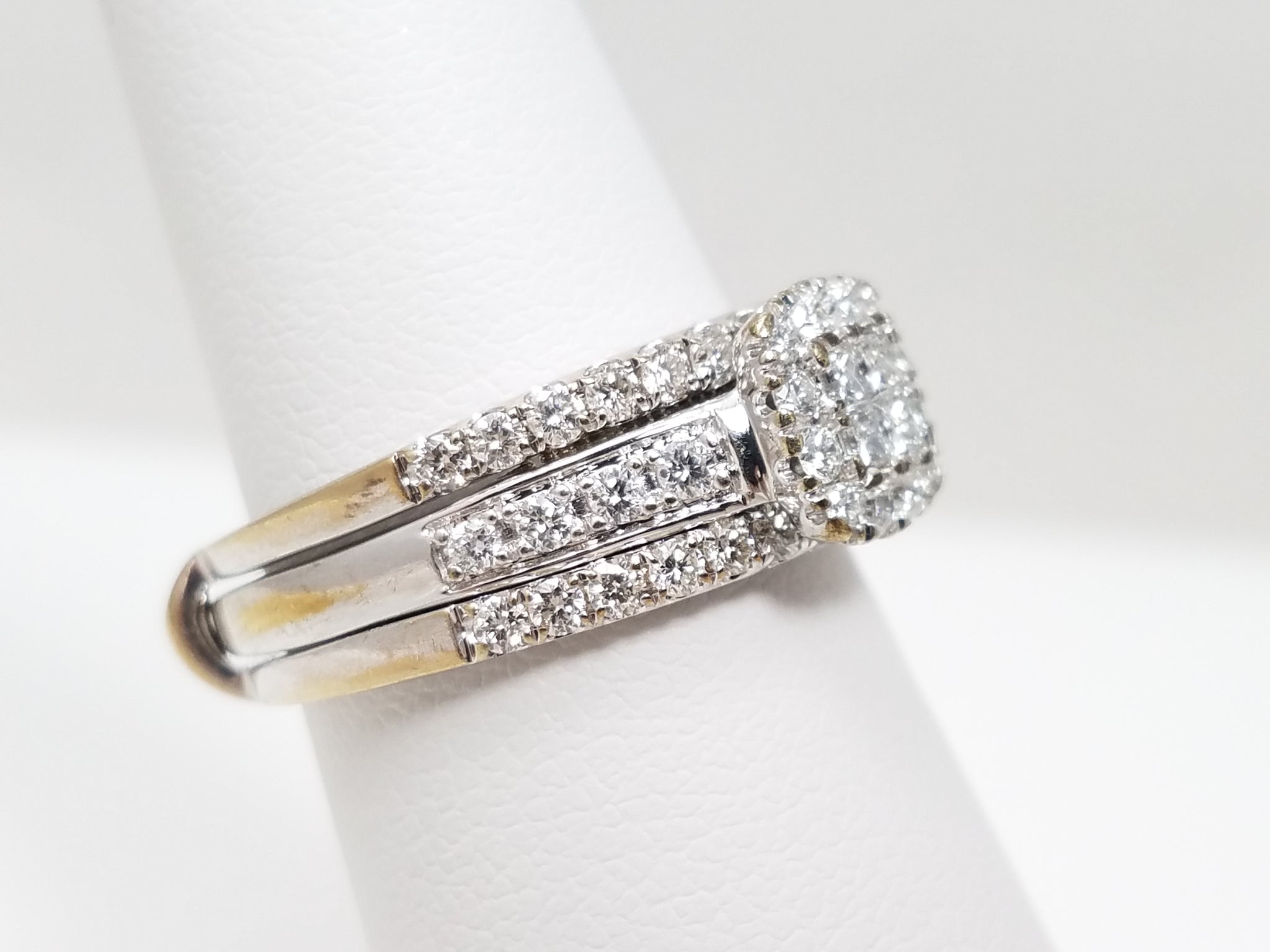 3/4ctw Natural Diamond10k/14k White Gold Wedding Ring Set