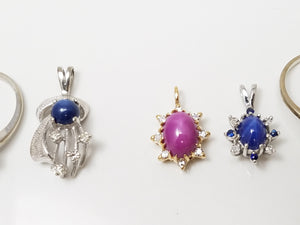 1960-1970's 10k/14k Gold Synthetic Star Sapphire Natural Diamond Jewelry Lot