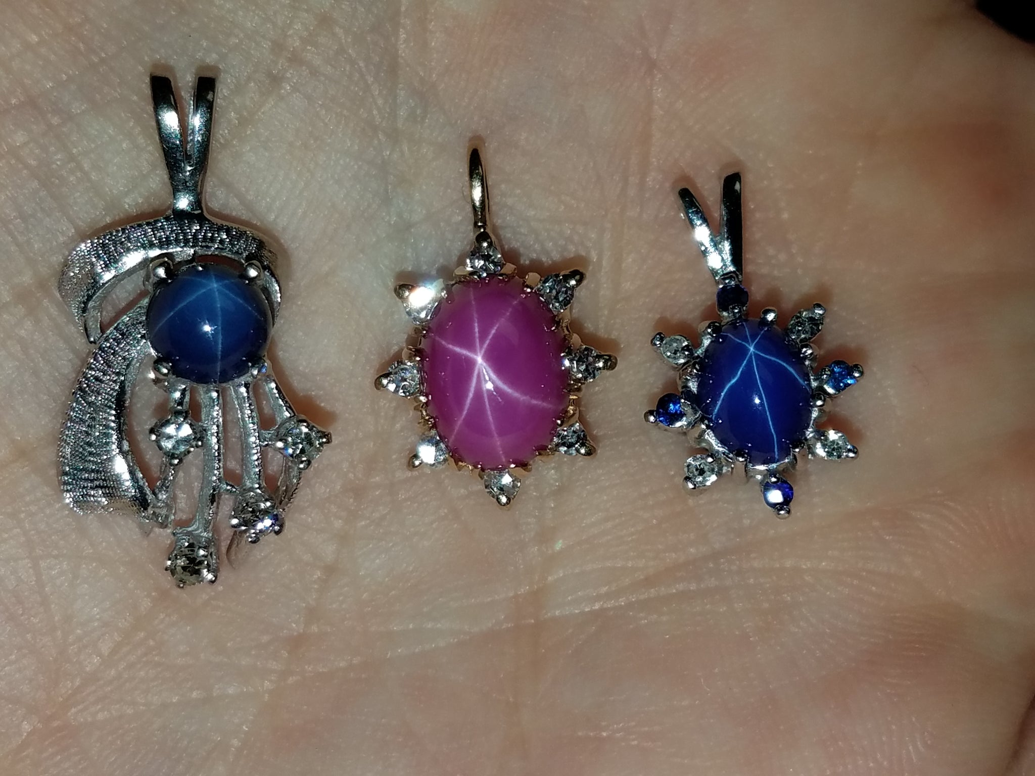 1960-1970's 10k/14k Gold Synthetic Star Sapphire Natural Diamond Jewelry Lot